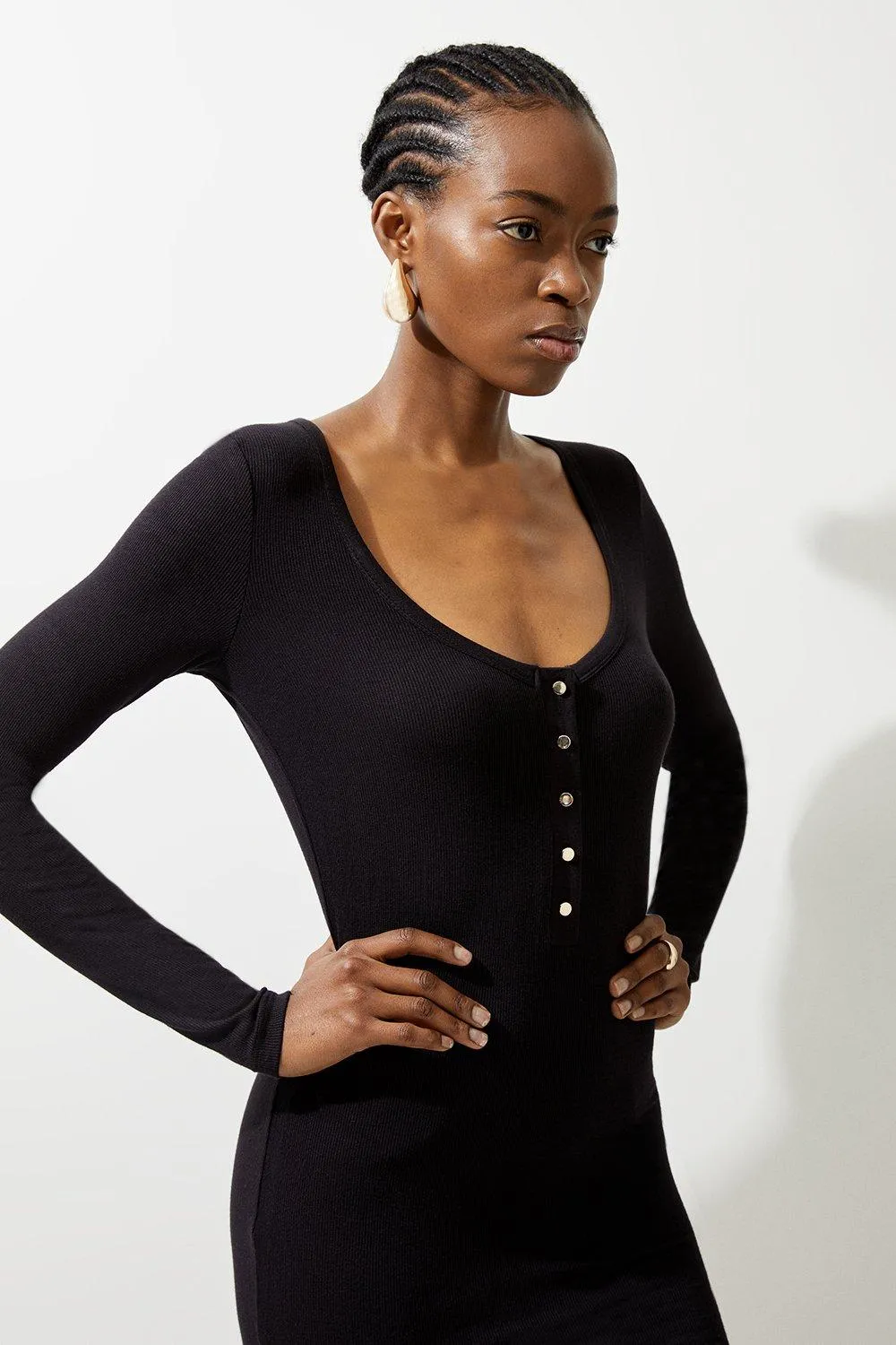 Lux Viscose Rib Jersey Scoop Neck Mini Dress BKK19205