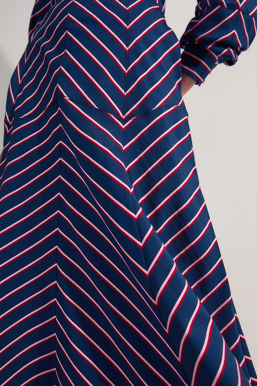 Cotton Stripe Full Midi Skirt BKK23737 3 Cotton Stripe Full Midi Skirt BKK23737