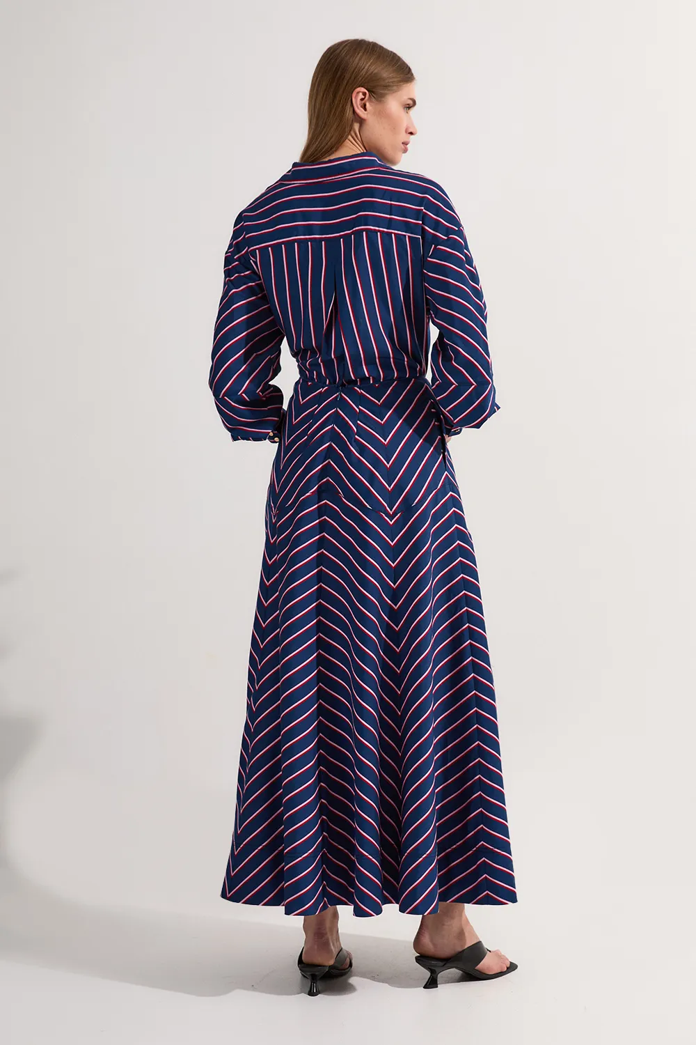 Cotton Stripe Full Midi Skirt BKK23737 5 Cotton Stripe Full Midi Skirt BKK23737