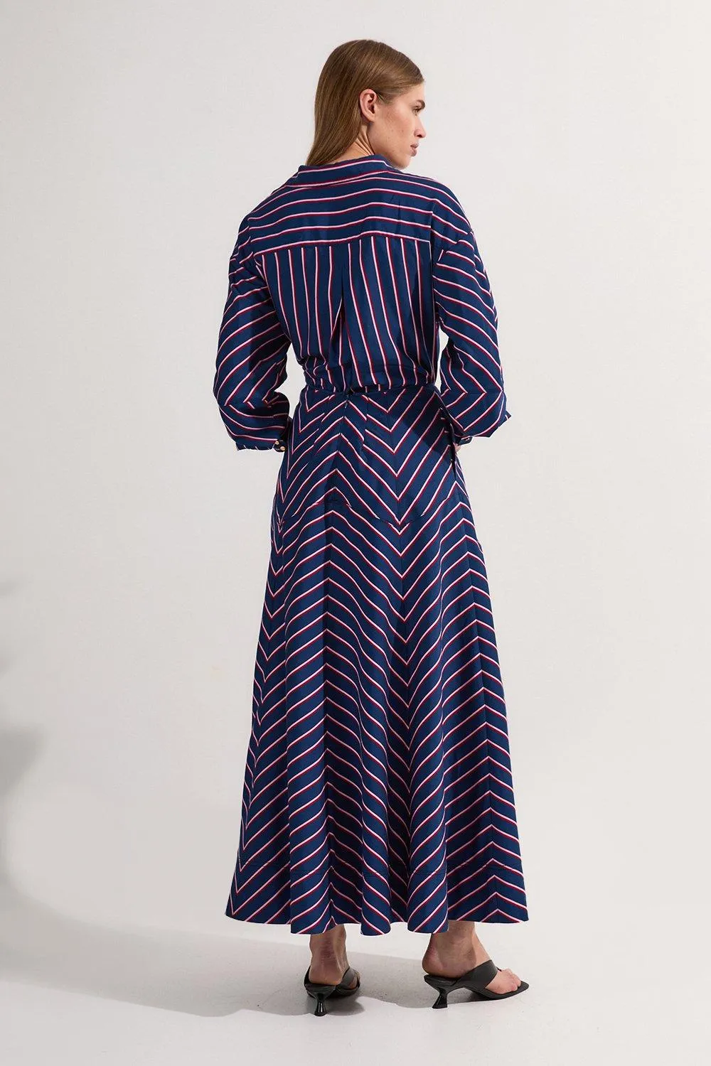 Cotton Stripe Full Midi Skirt BKK23737 6 Cotton Stripe Full Midi Skirt BKK23737