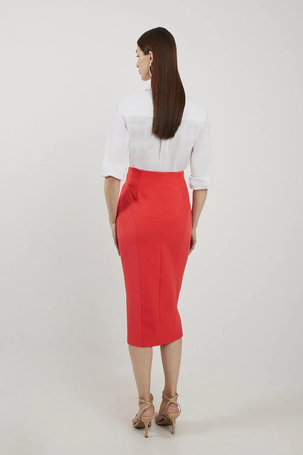 Stretch Crepe Panelled Tailored Maxi Skirt BKK19296