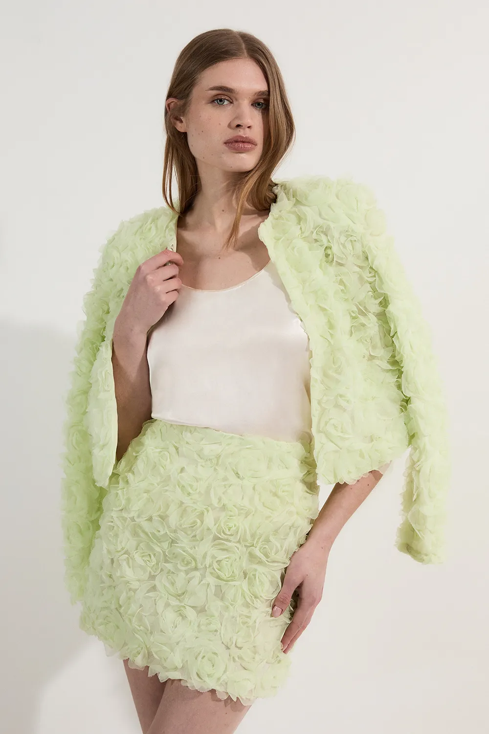 Rosette Texture Woven Mini Skirt BKK23796