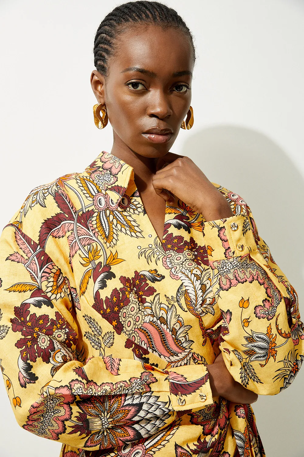 Petite Viscose Linen Woven Shirt Midi Dress BKK19416