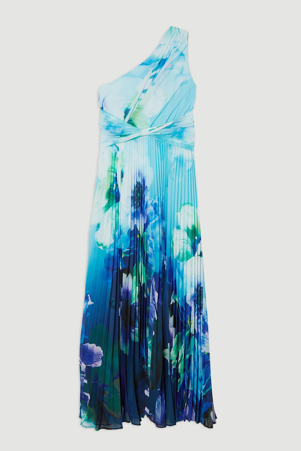 Ombre Floral Soft Pleated One Shoulder Maxi Dress BKK23845 4 Ombre Floral Soft Pleated One Shoulder Maxi Dress BKK23845