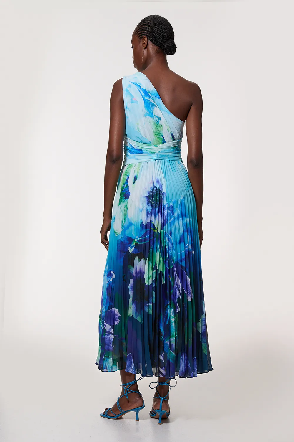 Ombre Floral Soft Pleated One Shoulder Maxi Dress BKK23845 5 Ombre Floral Soft Pleated One Shoulder Maxi Dress BKK23845