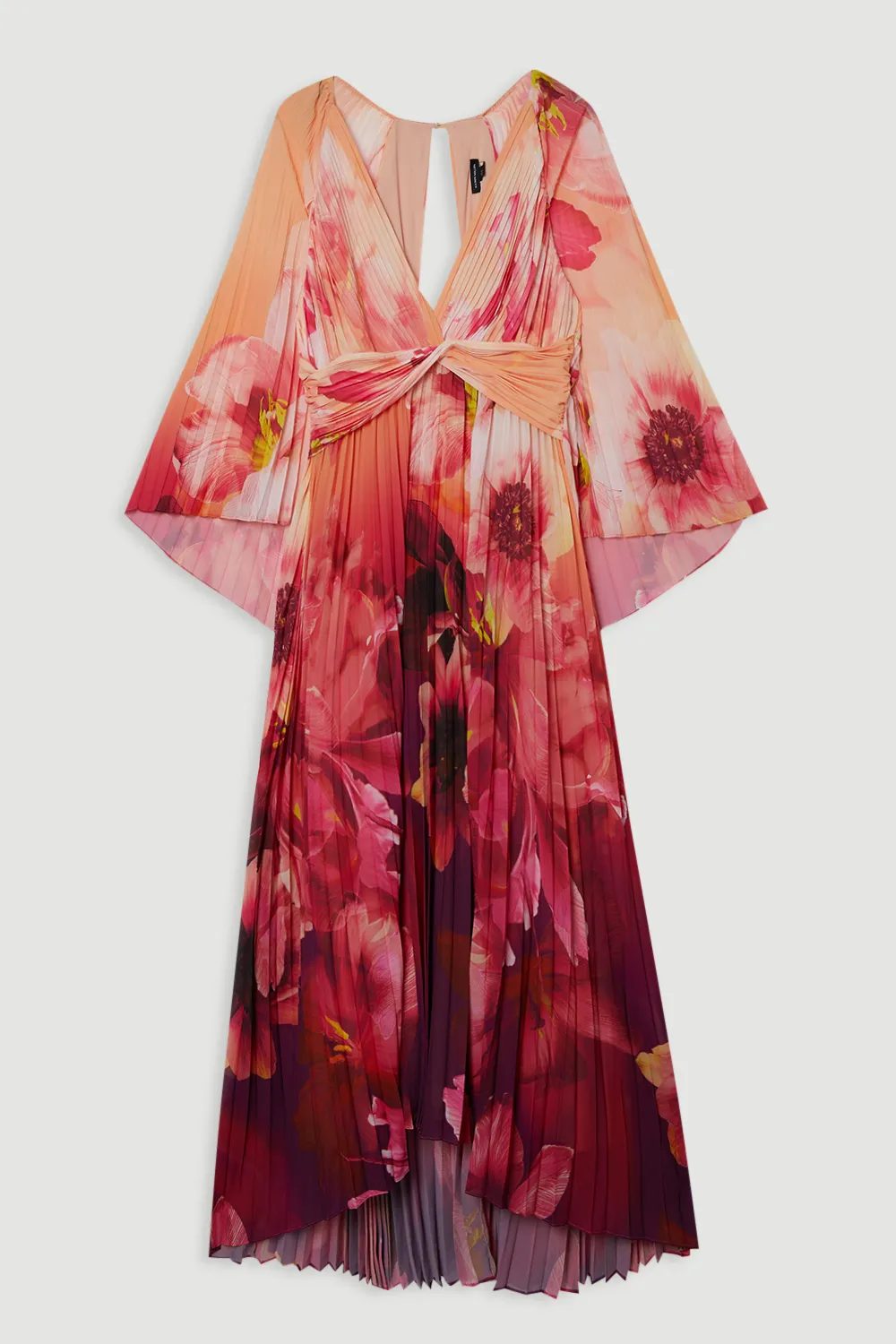 Ombre Floral Soft Pleated Woven Maxi With Cape Detail BKK23850 4 Ombre Floral Soft Pleated Woven Maxi With Cape Detail BKK23850