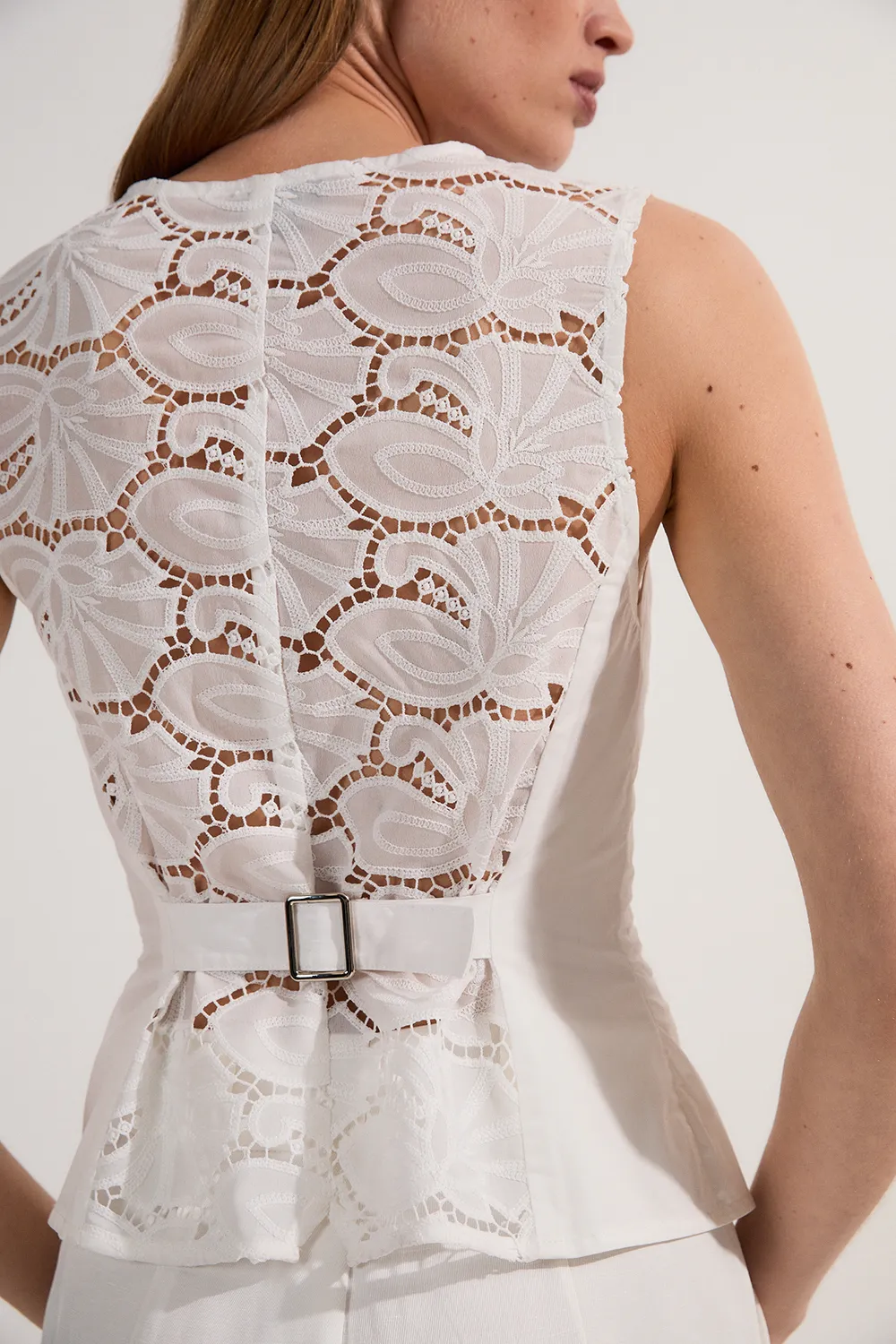 Cotton Cutwork Woven Vest BKK23851