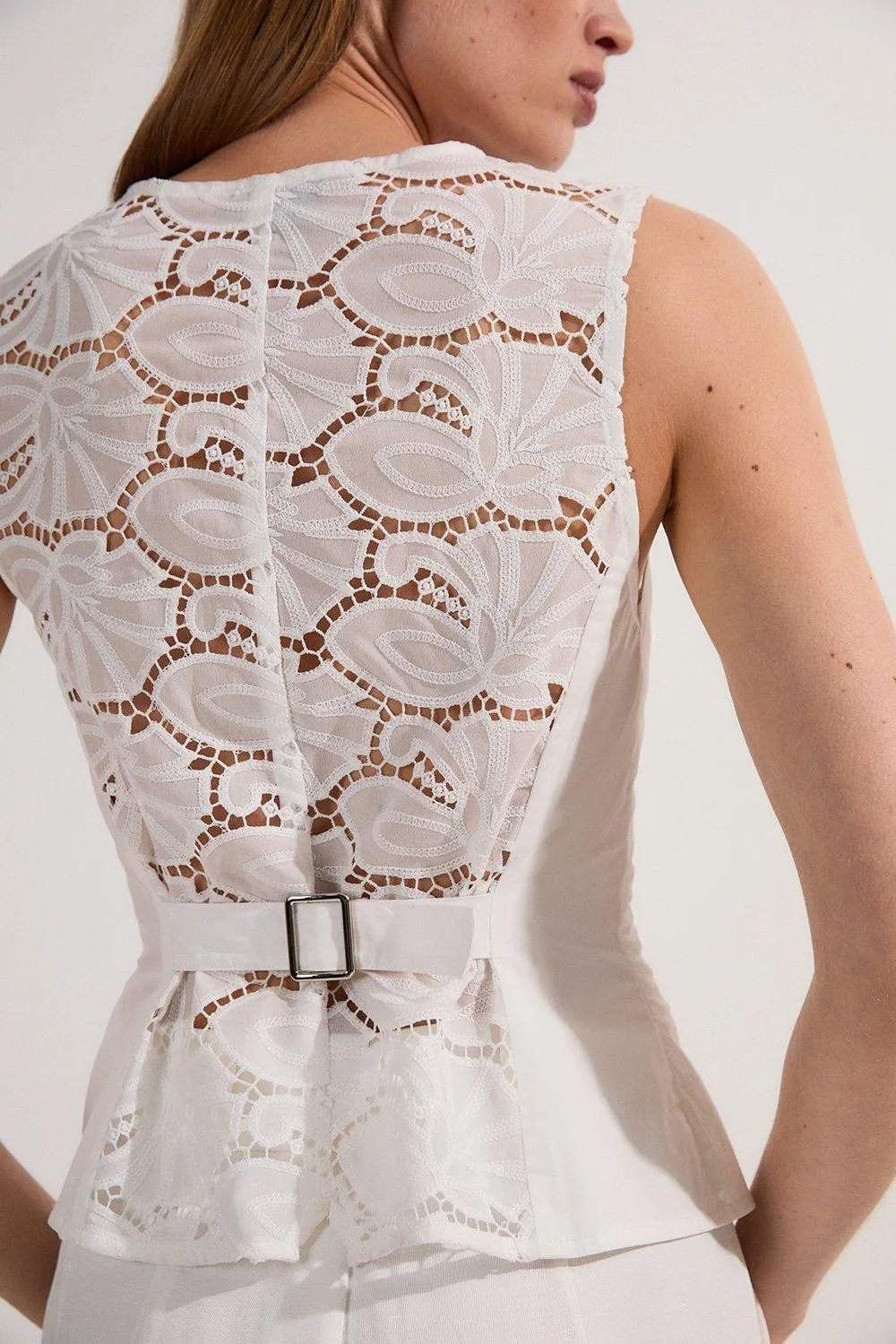 Cotton Cutwork Woven Vest BKK23851