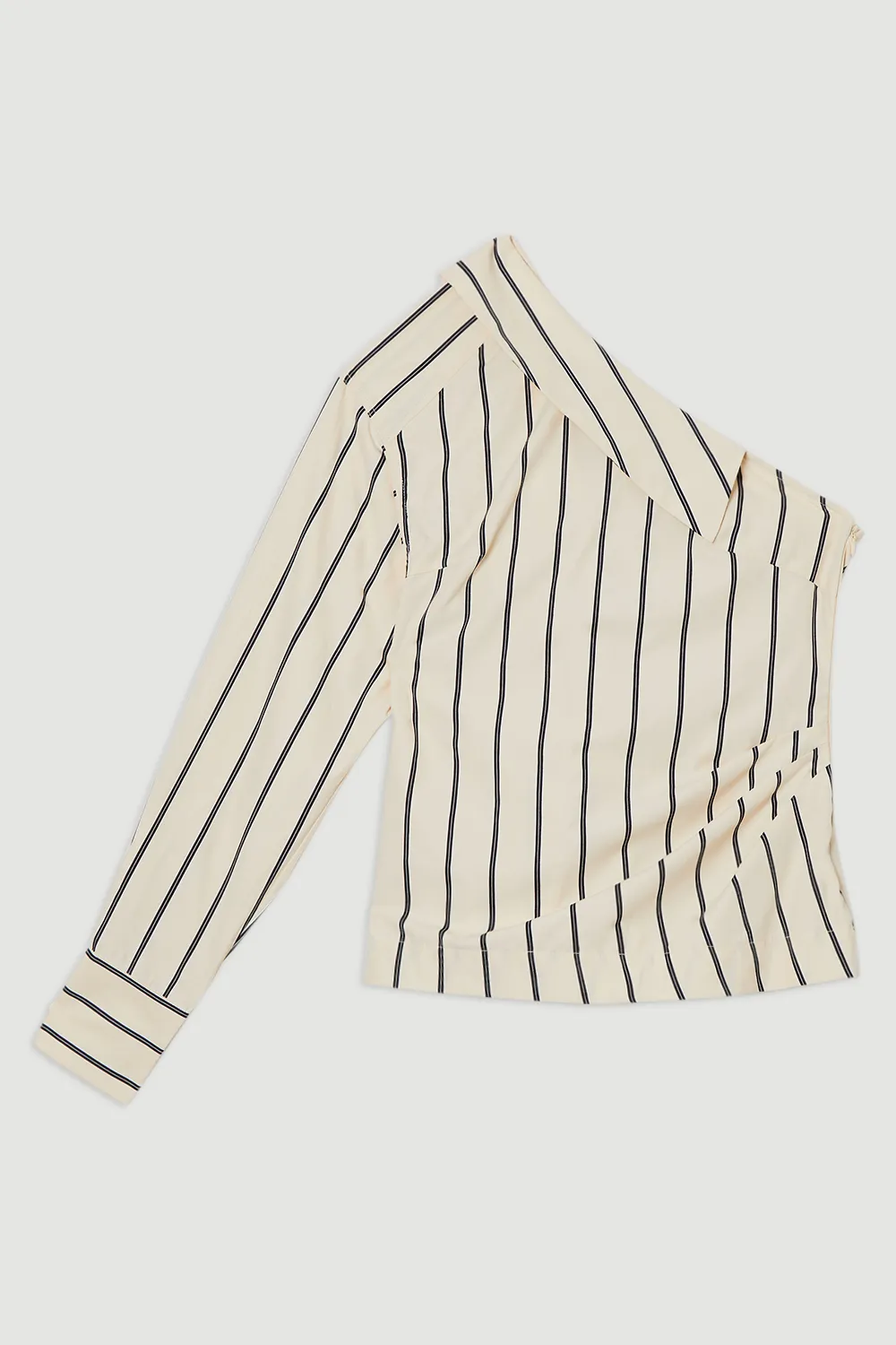 Cotton Stripe Belted Woven One Shoulder Top BKK23853 4 Cotton Stripe Belted Woven One Shoulder Top BKK23853