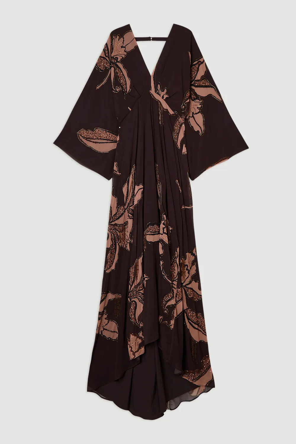 Plus Size Drama Kimono Sleeve Printed And Beaded Woven Maxi Dress BKK23893 4 Plus Size Drama Kimono Sleeve Printed And Beaded Woven Maxi Dress BKK23893
