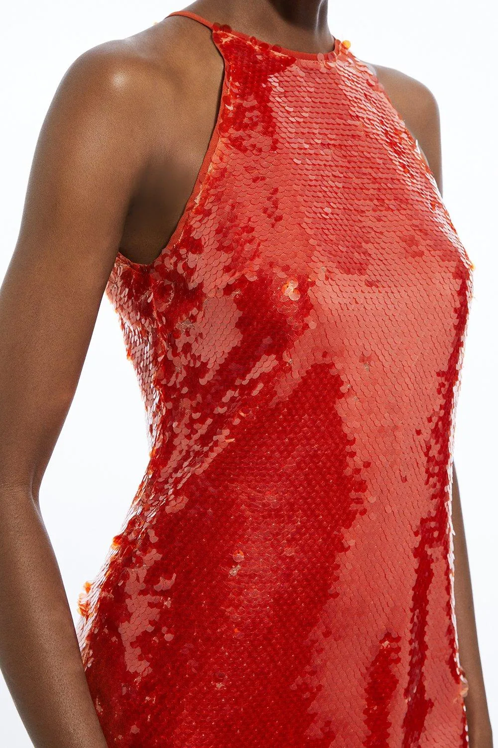 Layered Sequin Open Back Woven Mini Dress BKK19431