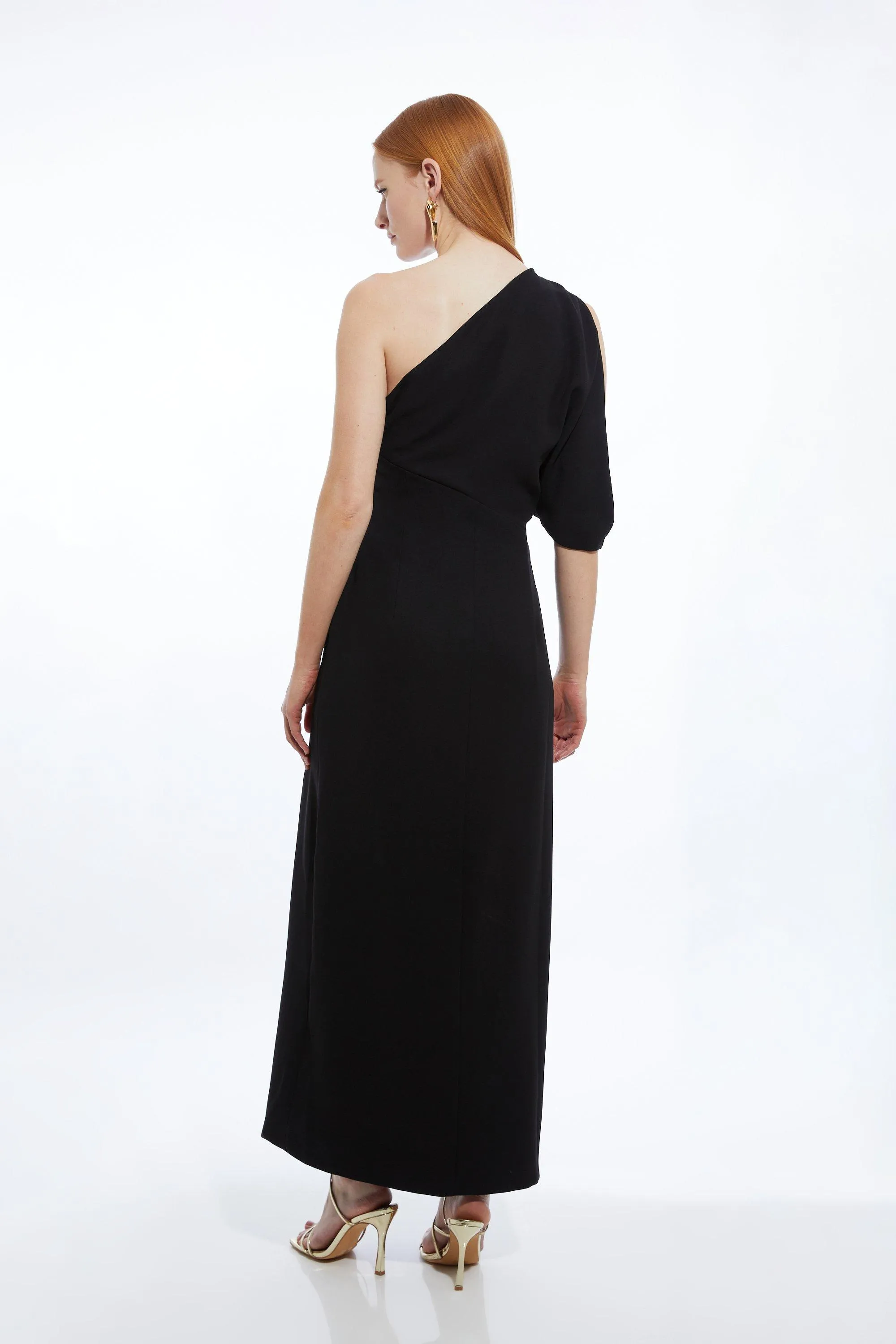 Petite Tailored Asymmetric Cold Shoulder Maxi Dress BKK19571