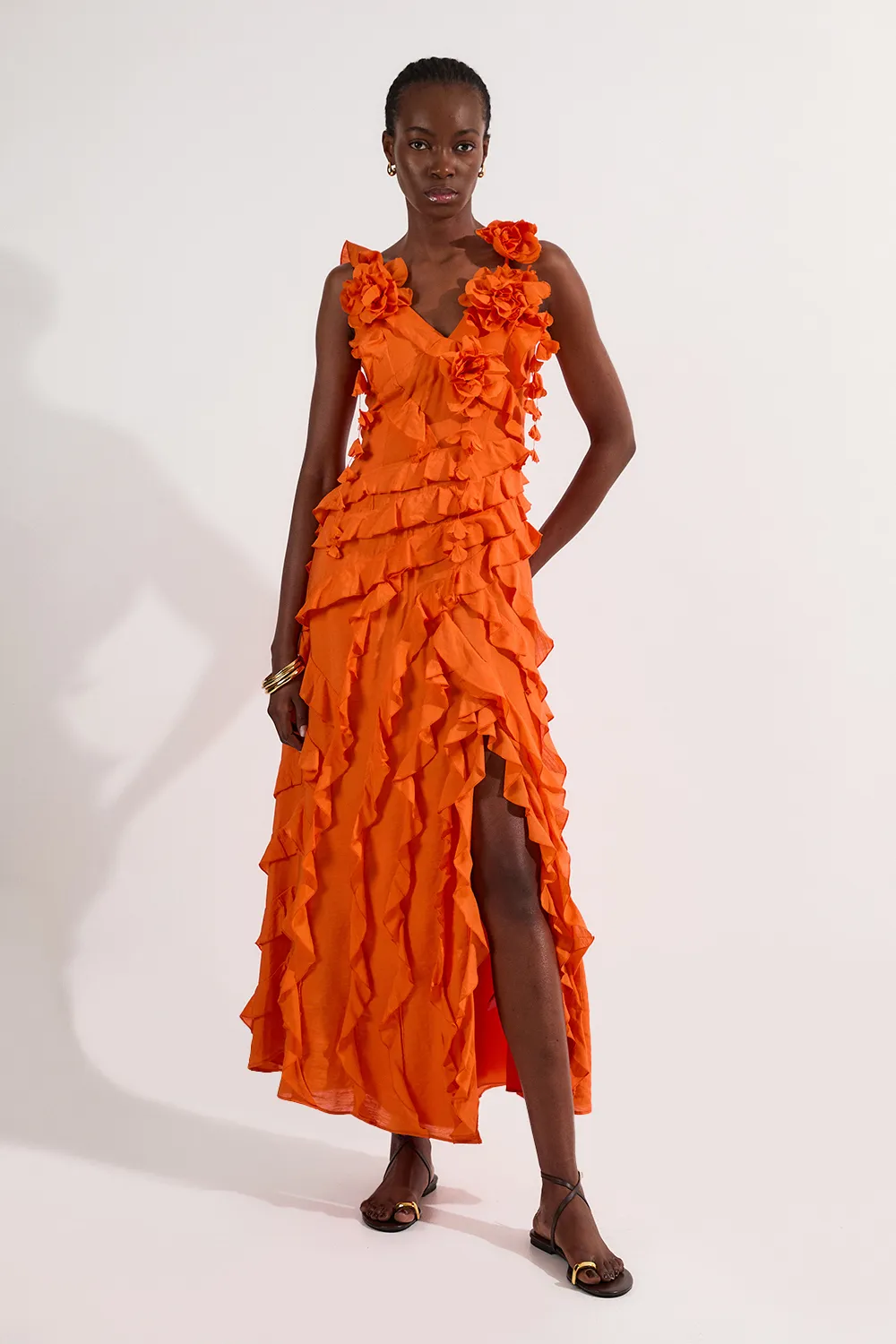 Tall Ruffle Strappy Woven Maxi Dress BKK19630