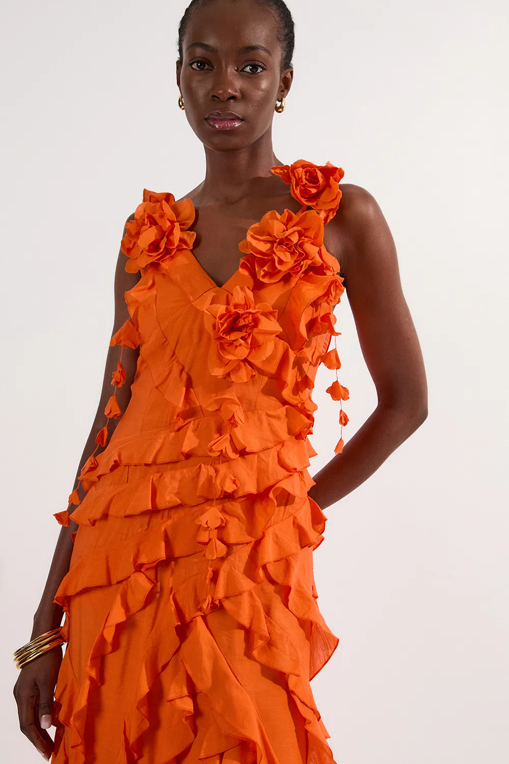 Tall Ruffle Strappy Woven Maxi Dress BKK19630