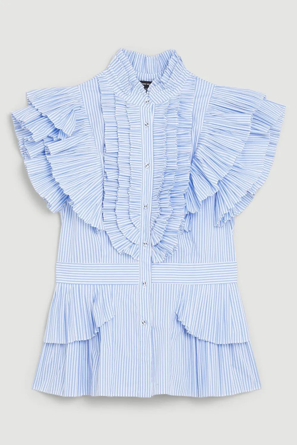 Sleeveless Striped Pleated Ruffle Blouse BKK13040 4 Sleeveless Striped Pleated Ruffle Blouse BKK13040