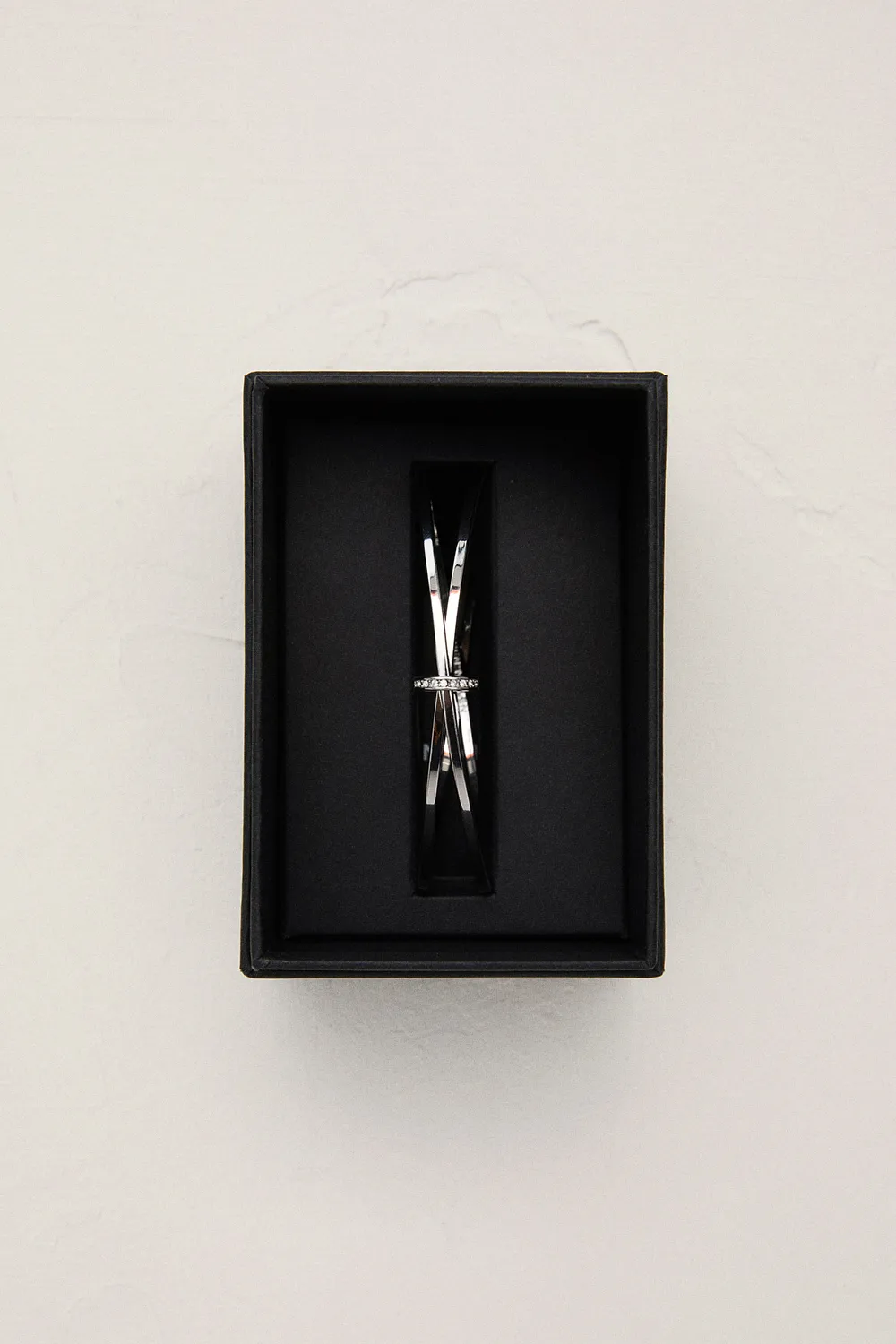 Silver Tone Oval Pav茅 Chain Bangle BKK24063 4 Silver Tone Oval Pav茅 Chain Bangle BKK24063