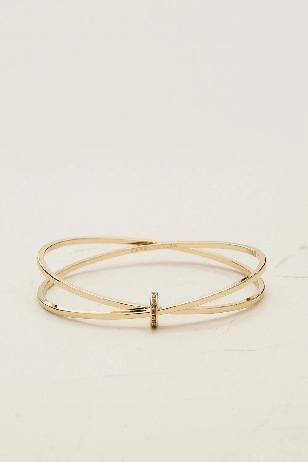 14kt Gold Plated Oval Pav茅 Chain Bangle BKK24064