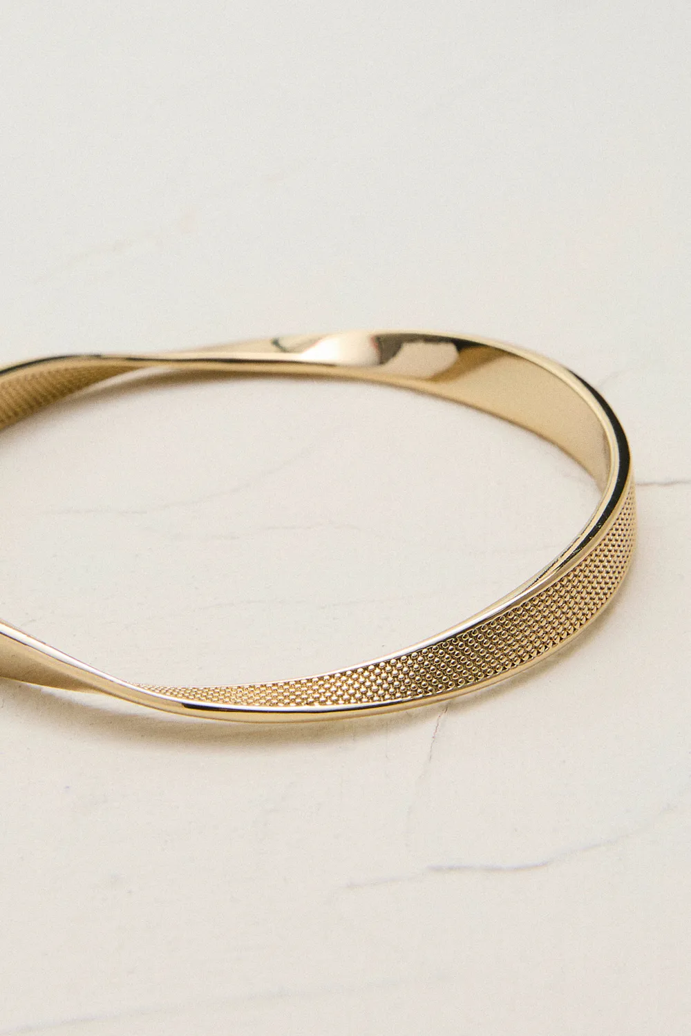 14kt Gold Plated Textured Twist Narrow Bangle BKK24068 3 14kt Gold Plated Textured Twist Narrow Bangle BKK24068