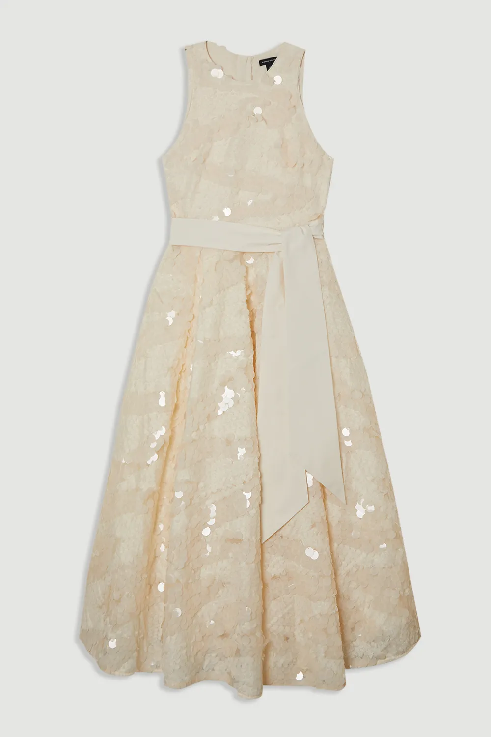 Textured Sequin Floral Belted Woven Tie Maxi Prom Dress BKK24077 4 Textured Sequin Floral Belted Woven Tie Maxi Prom Dress BKK24077