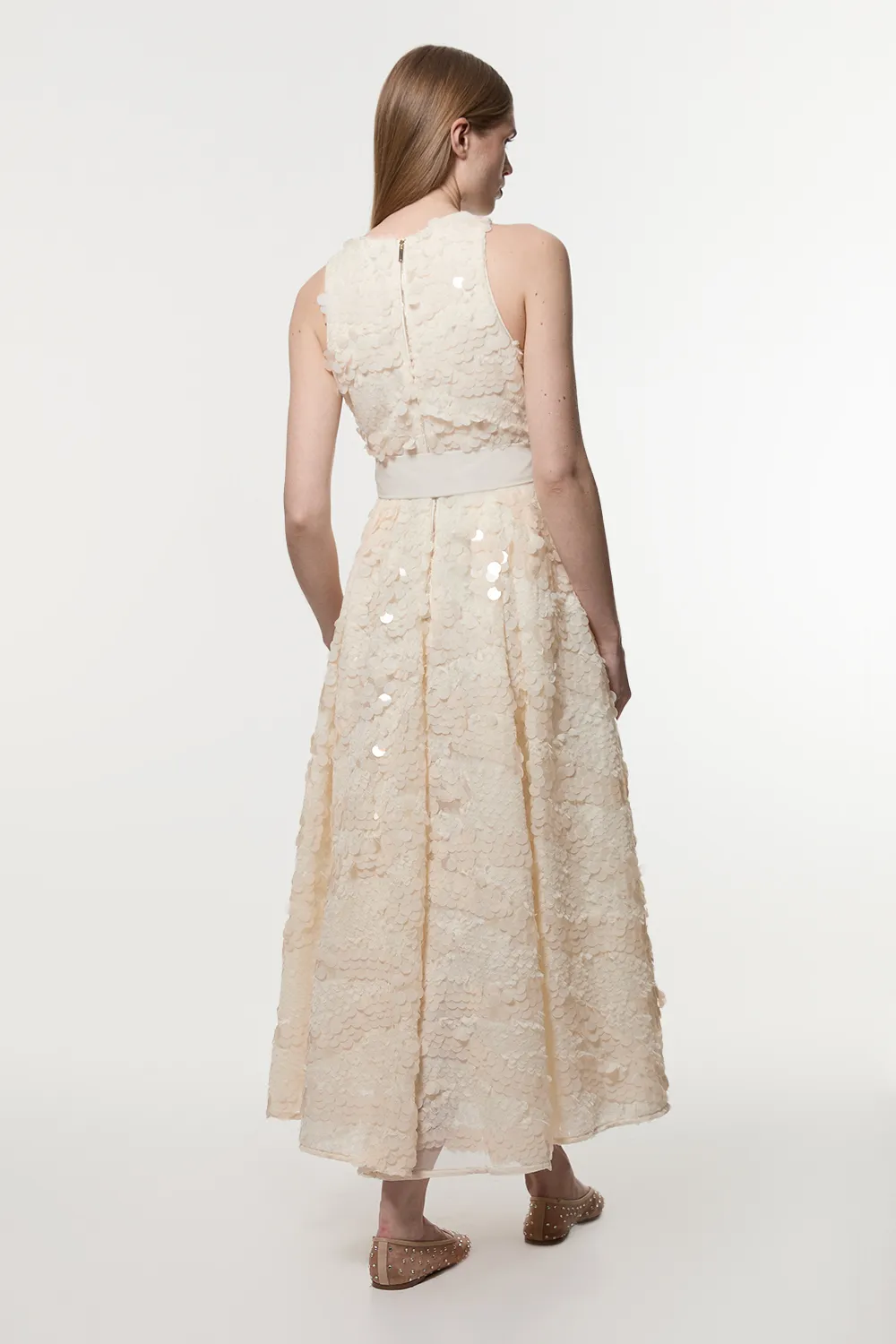 Textured Sequin Floral Belted Woven Tie Maxi Prom Dress BKK24077 6 Textured Sequin Floral Belted Woven Tie Maxi Prom Dress BKK24077