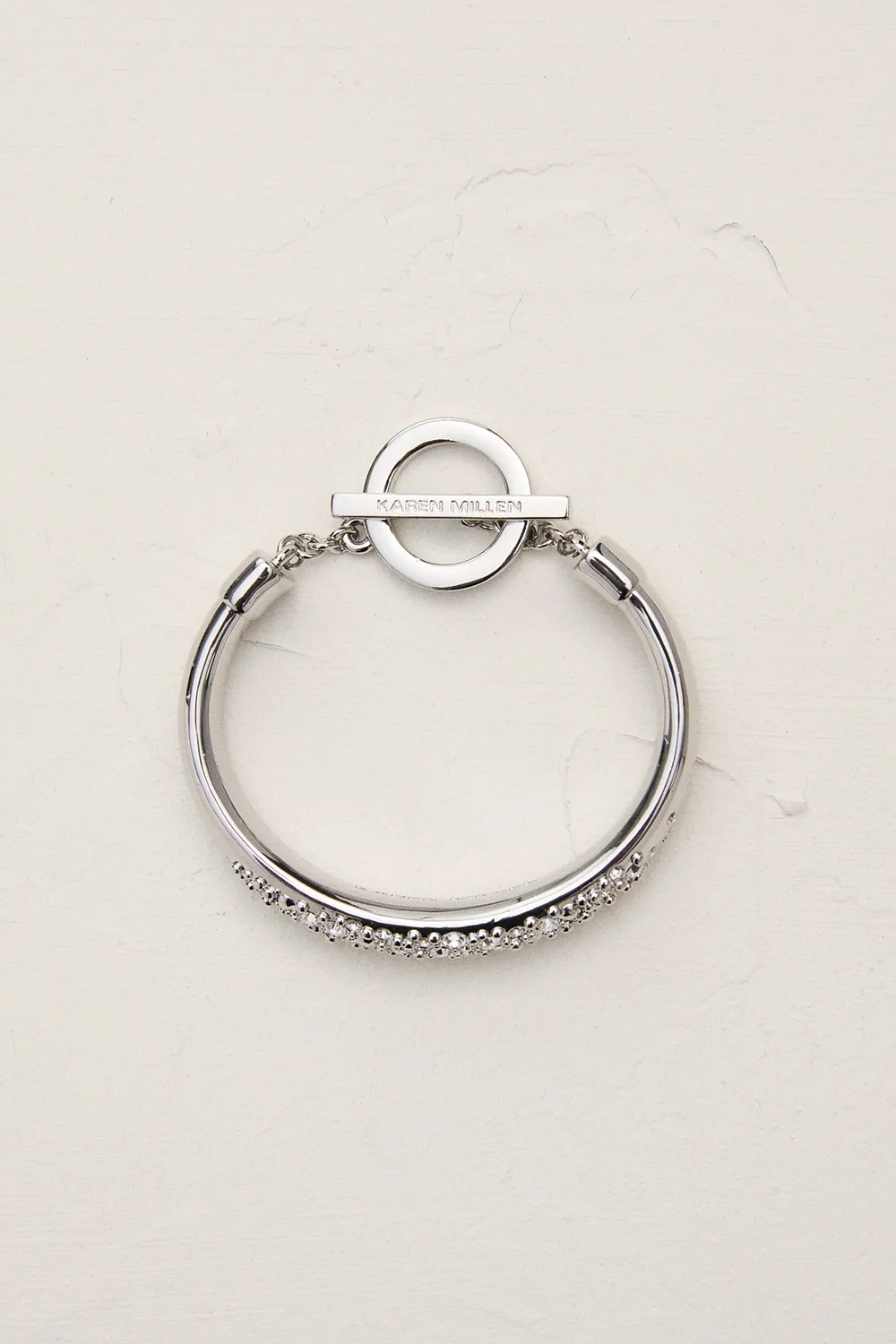 Silver Tone Encrusted Hoop & T-Bar Bangle BKK24081