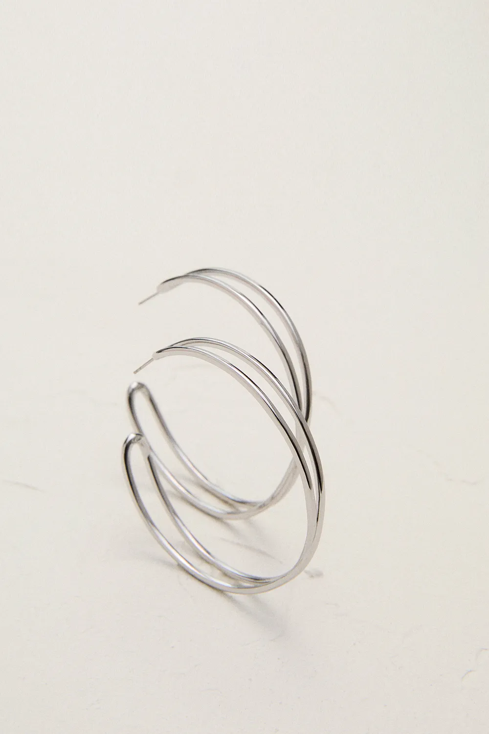 Silver Tone Criss Cross Hoop Earring BKK24079 3 Silver Tone Criss Cross Hoop Earring BKK24079