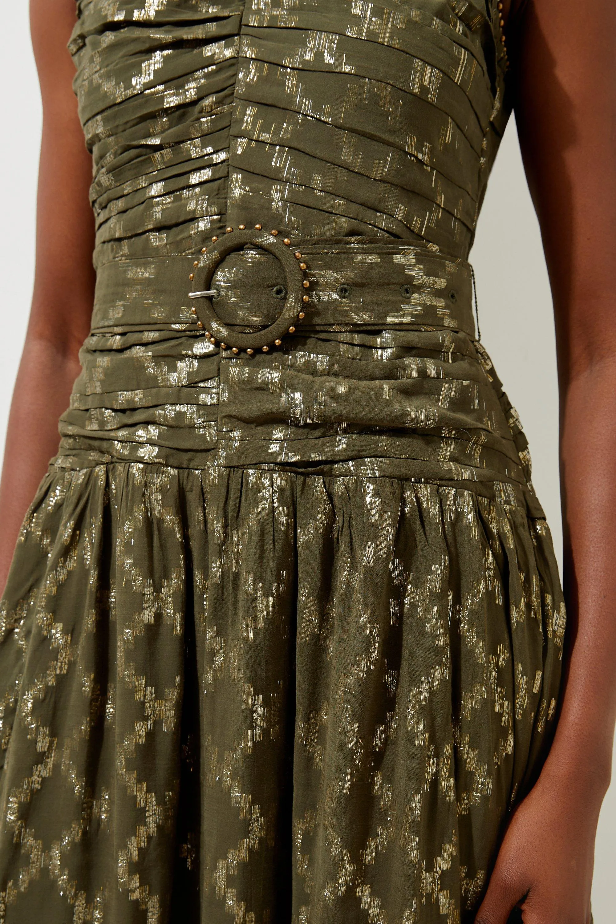 Petite Metallic Viscose Georgette Beaded Woven Maxi Dress BKK19670