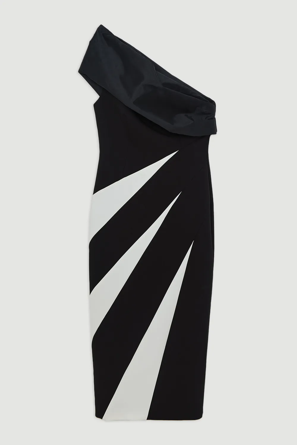 Petite Clean Tailored Taffeta One Shoulder Panel Midi Dress BKK24303 4 Petite Clean Tailored Taffeta One Shoulder Panel Midi Dress BKK24303