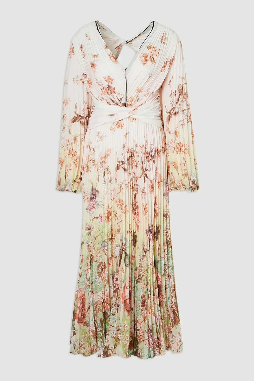 Plus Size Scattered Floral Balloon Sleeve Pleated Crinkle Cut Out Woven Maxi Dress BKK24315 4 Plus Size Scattered Floral Balloon Sleeve Pleated Crinkle Cut Out Woven Maxi Dress BKK24315