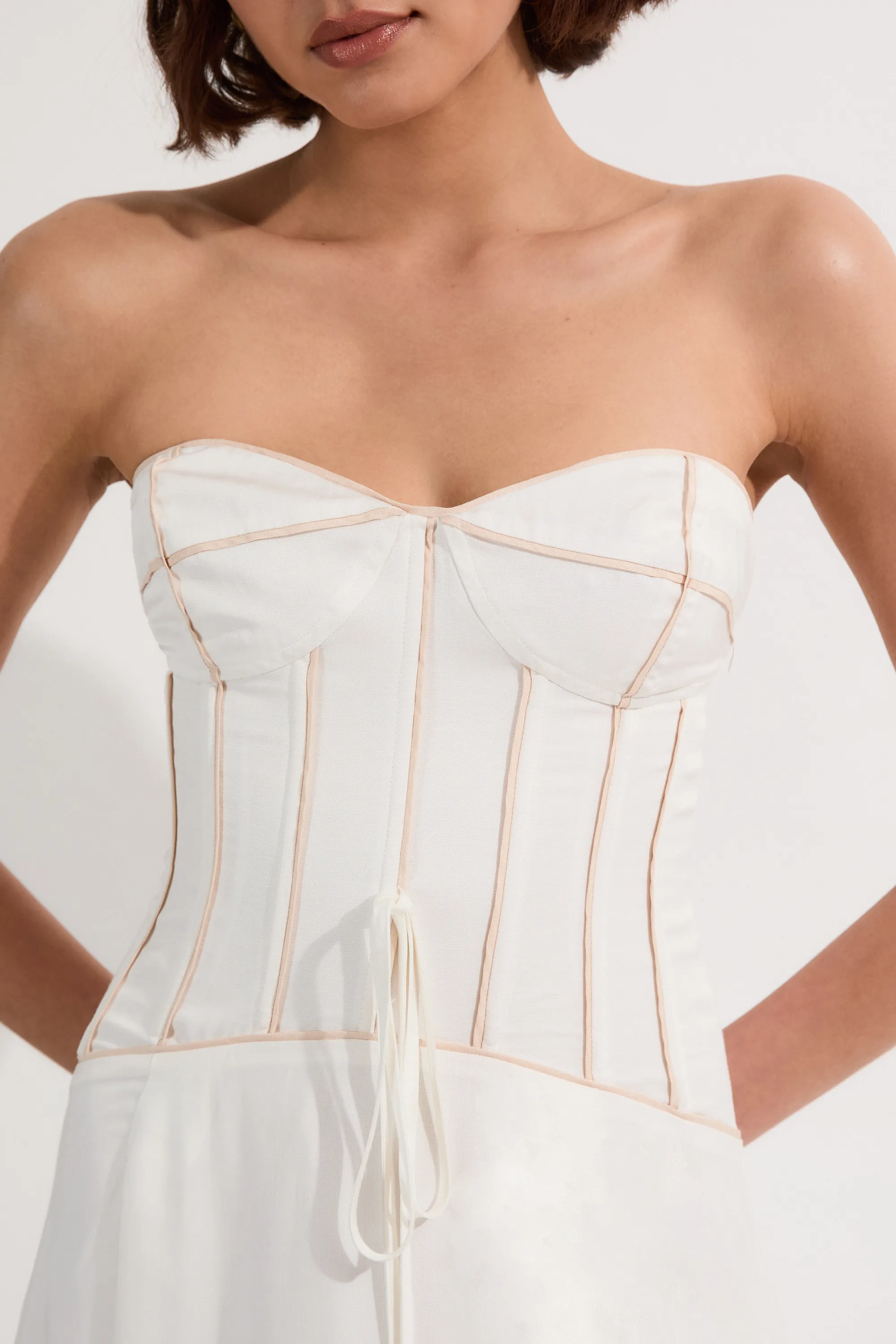 Petite Viscose Linen Corset Prom Dress BKK24332