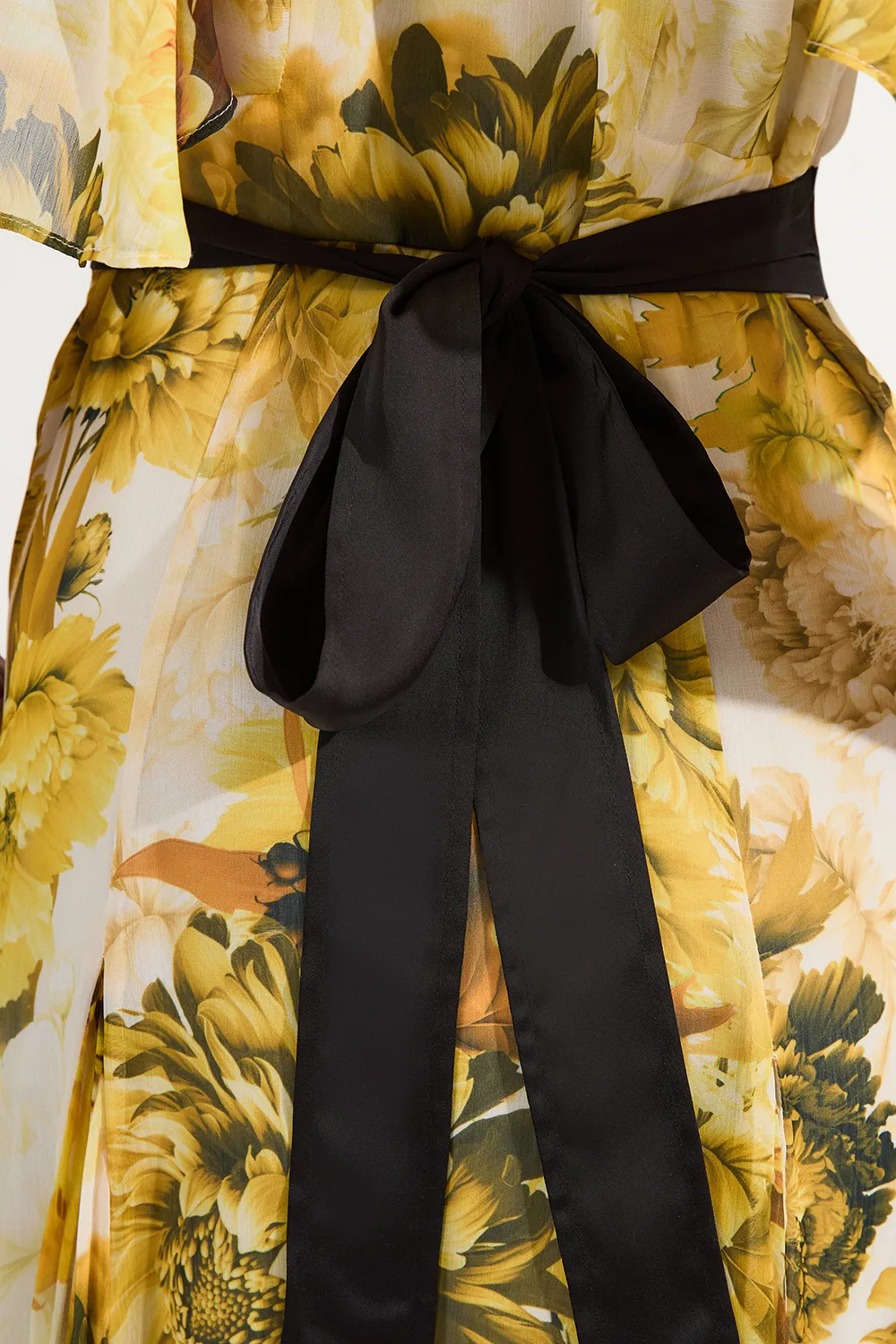 Pleated Floral Godet Pannell Woven Maxi Dress BKK24339