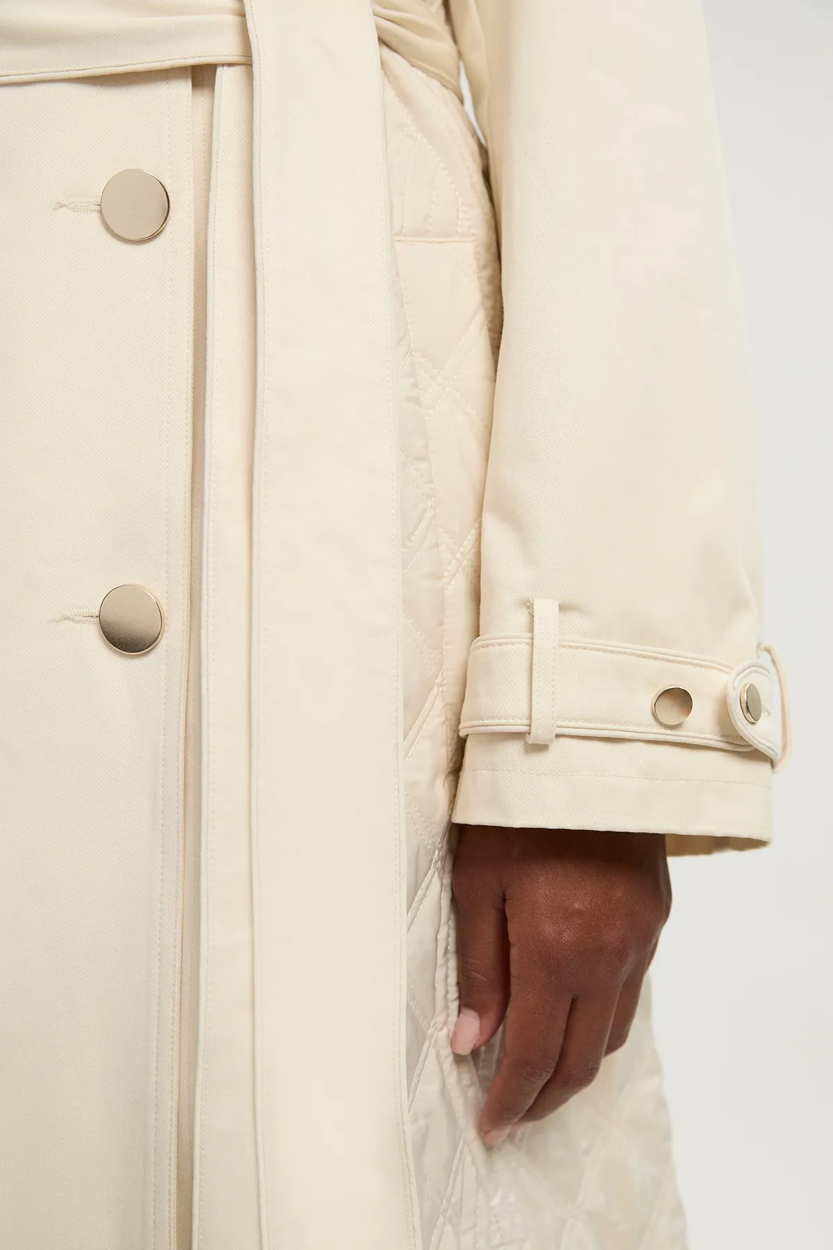 Plus Size Quilted Trench Coat BKK24344