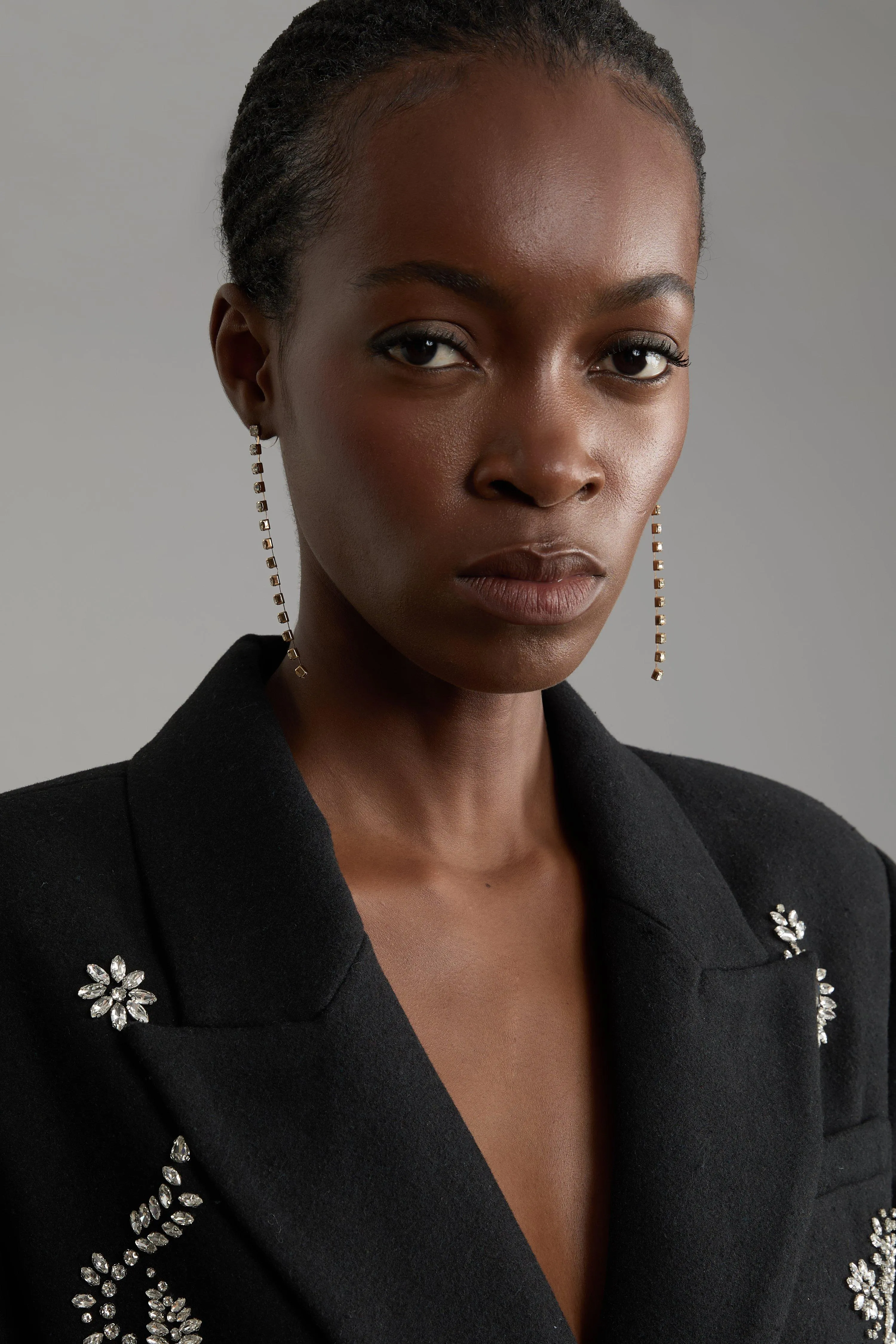 Tailored Wool Blend Embellished Maxi Coat BKK19793