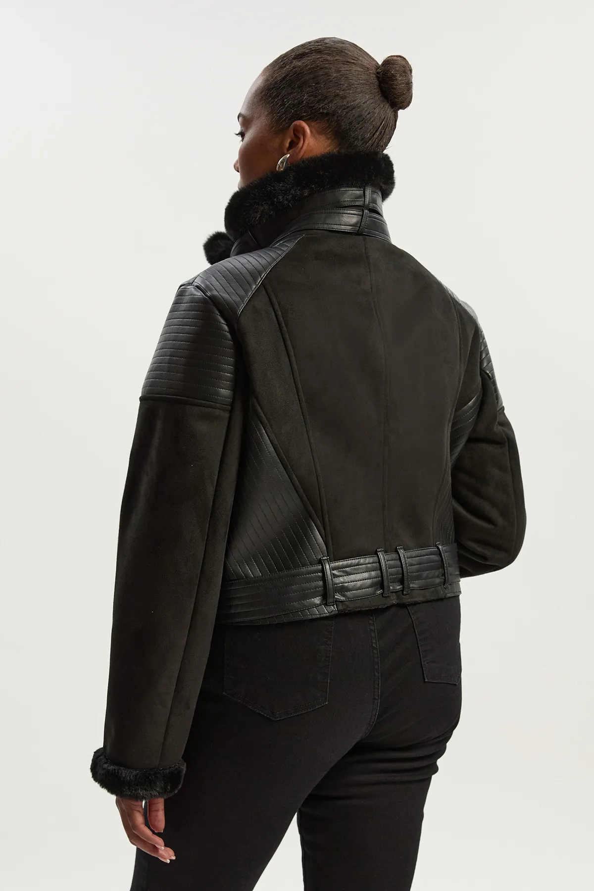 Plus Size Faux Shearling Crop Biker Coat BKK24379 6 Plus Size Faux Shearling Crop Biker Coat BKK24379