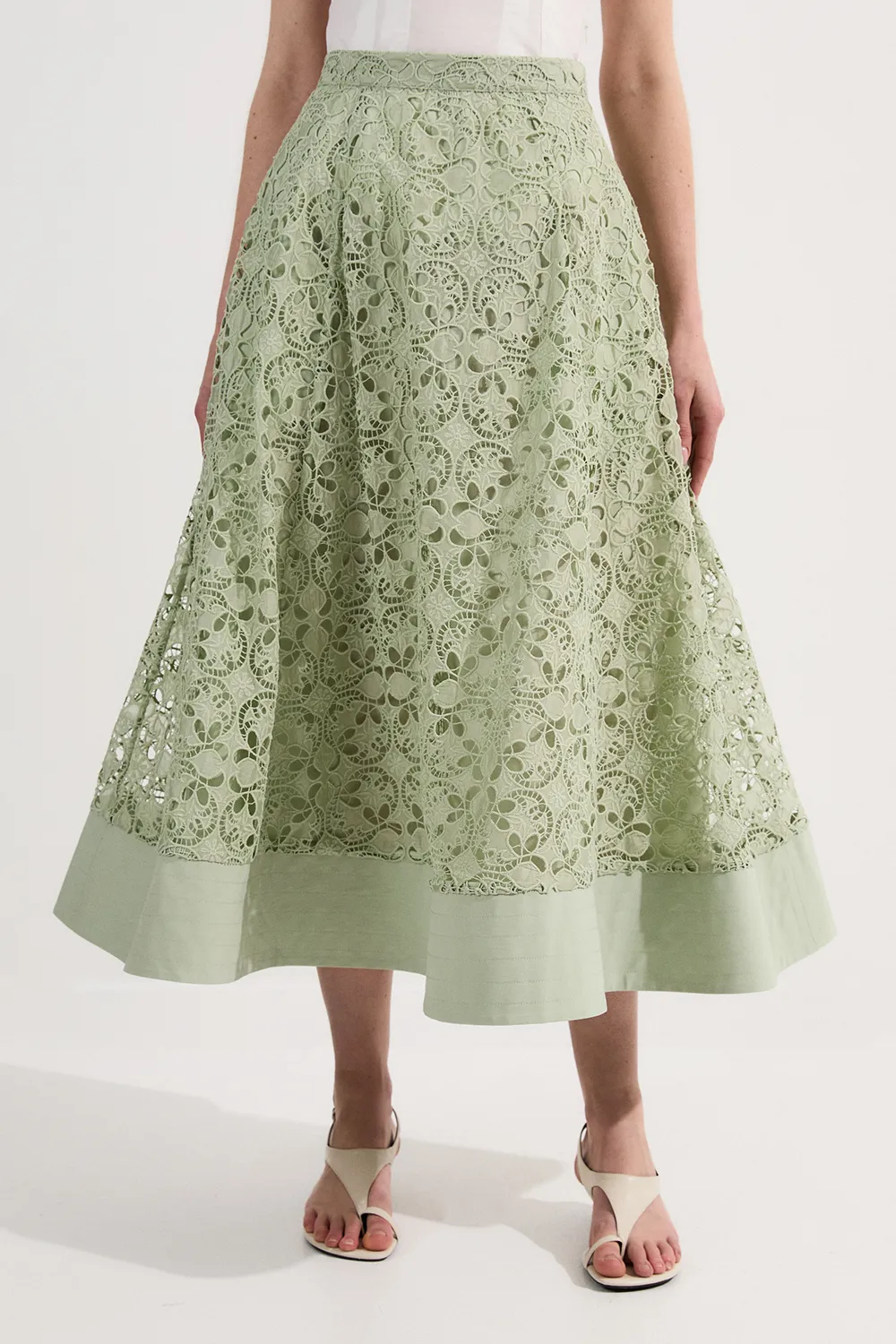 Cutwork Embroidery Woven Midi Prom Skirt BKK24388 3 Cutwork Embroidery Woven Midi Prom Skirt BKK24388