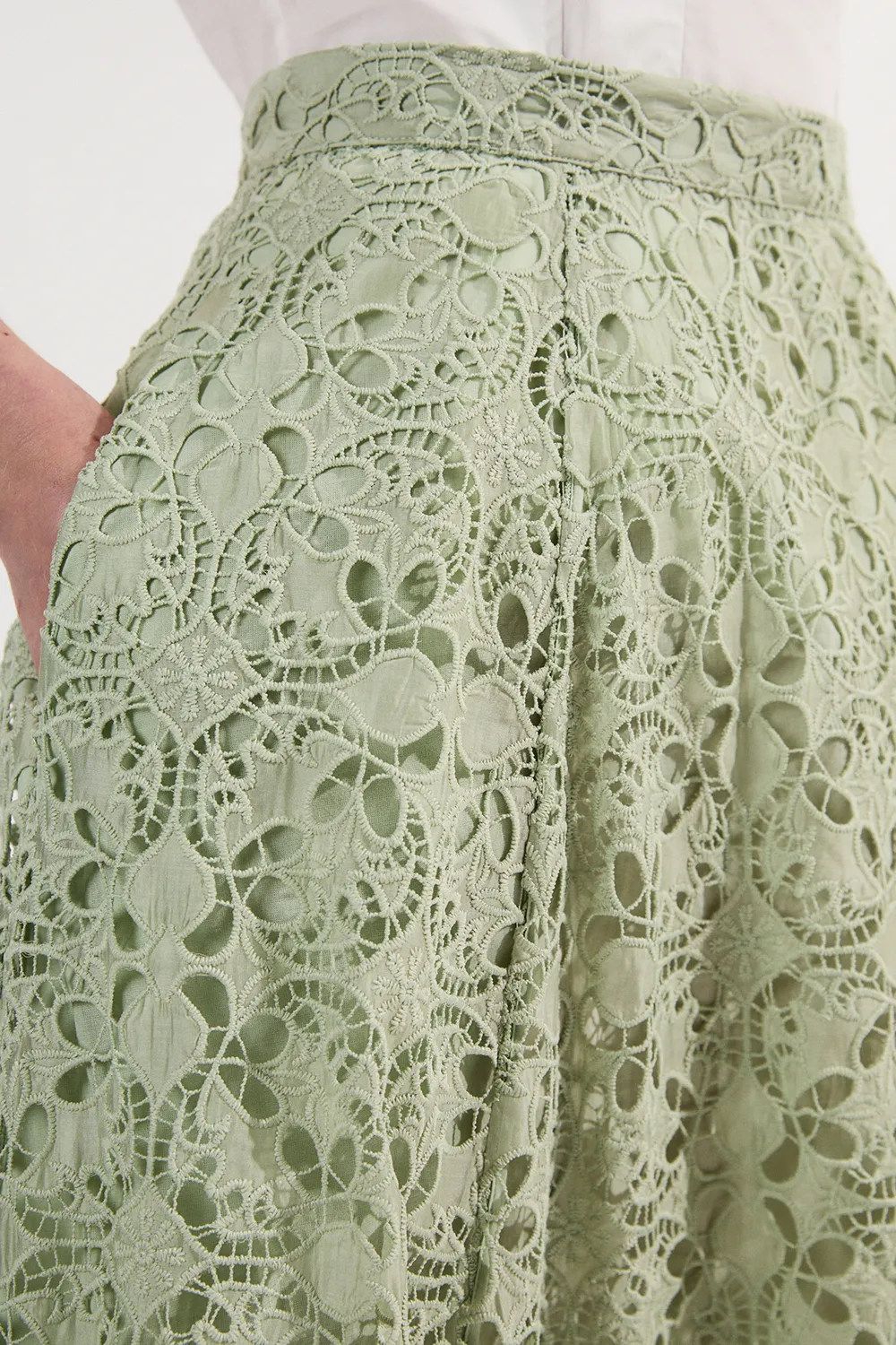 Cutwork Embroidery Woven Midi Prom Skirt BKK24388 5 Cutwork Embroidery Woven Midi Prom Skirt BKK24388