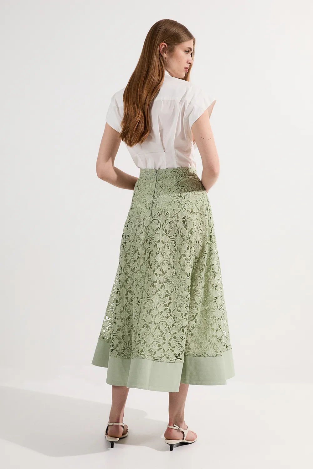 Cutwork Embroidery Woven Midi Prom Skirt BKK24388 6 Cutwork Embroidery Woven Midi Prom Skirt BKK24388