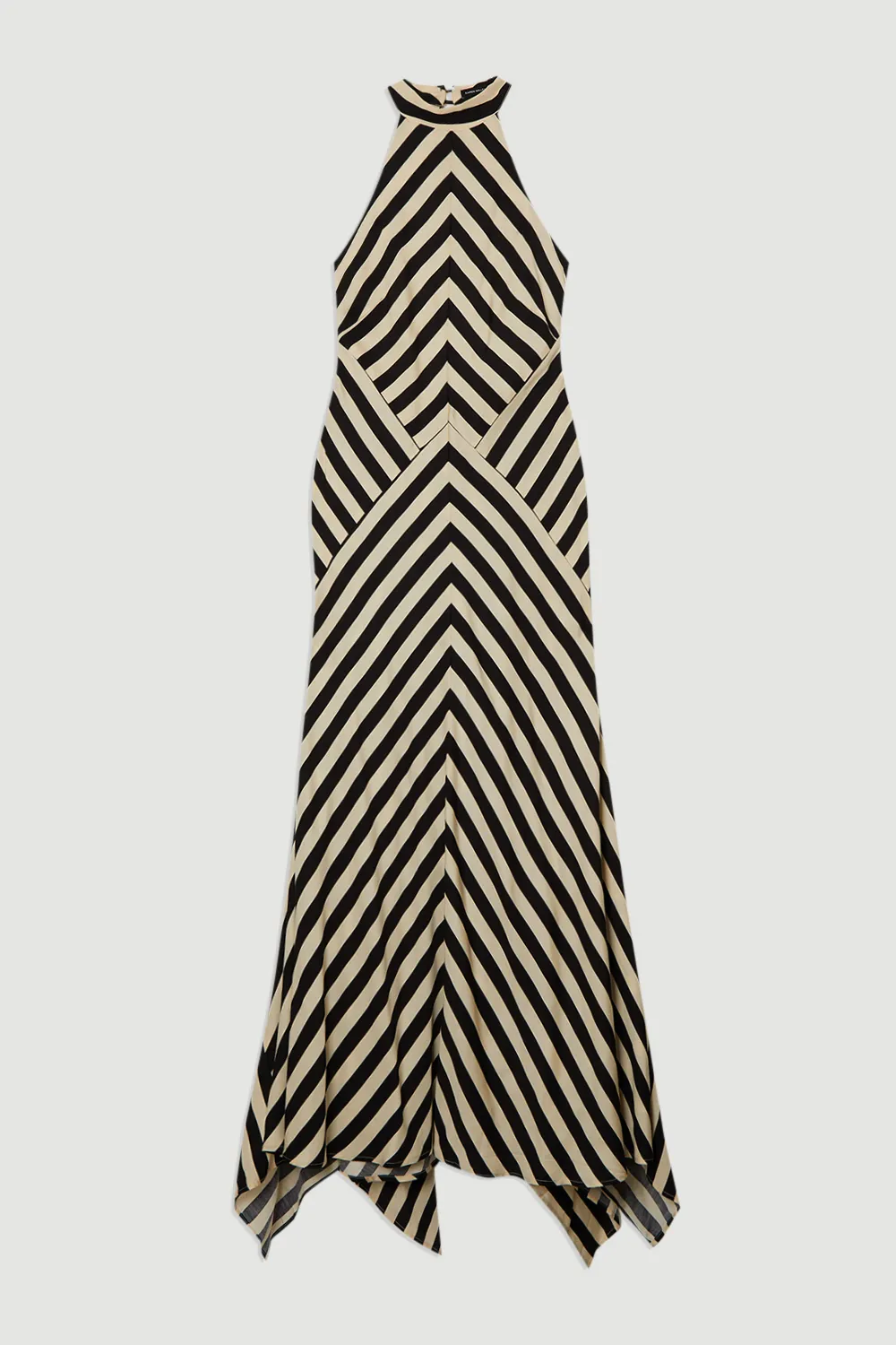 Mono Fluid Stripe Cotton Mix Woven Maxi Halter Dress BKK24398 4 Mono Fluid Stripe Cotton Mix Woven Maxi Halter Dress BKK24398