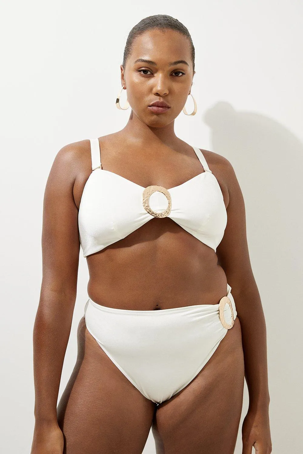 Plus Size Slinky Trim Detail Bikini Bottoms BKK19899