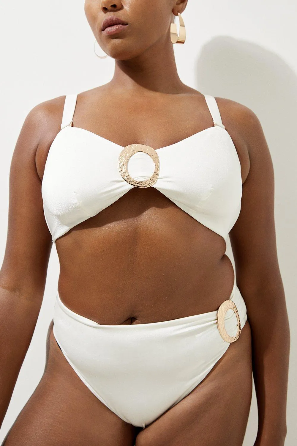 Plus Size Slinky Trim Detail Bikini Bottoms BKK19899