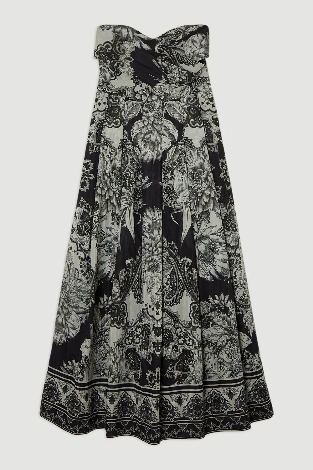 Tile Silk Cotton Bustier Woven Prom Dress BKK24456