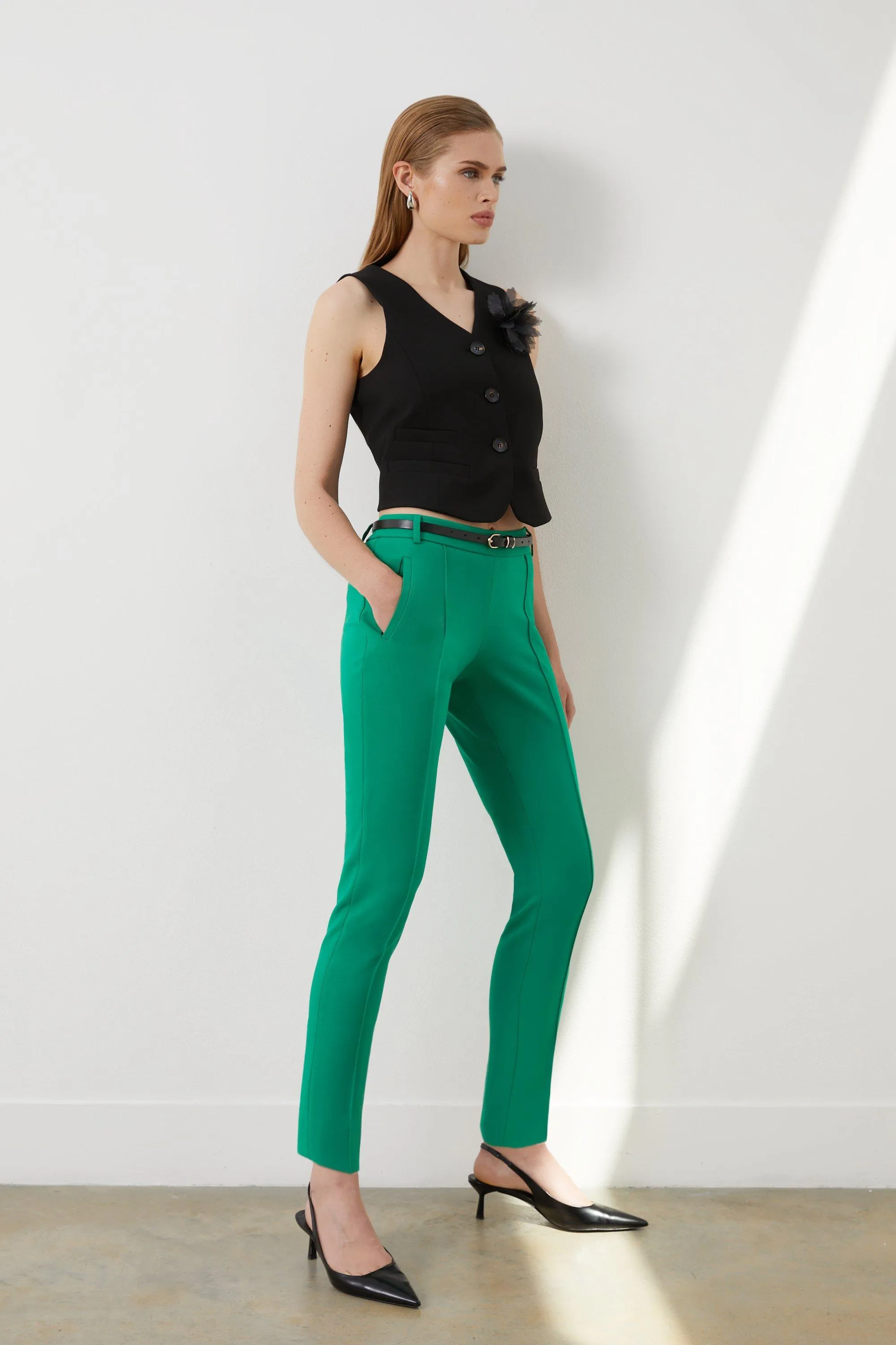 Compact Stretch Slim Leg Tailored Trousers BKK19802