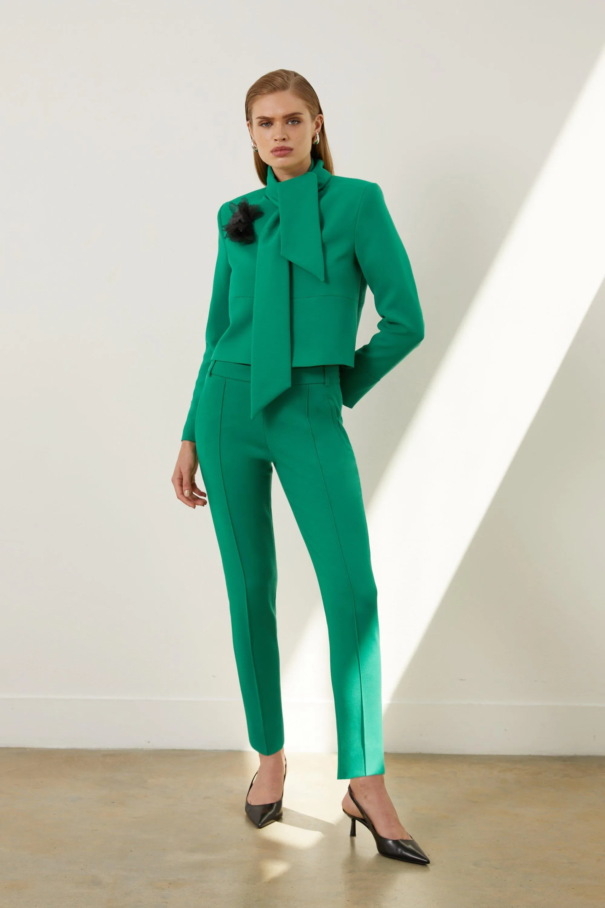 Compact Stretch Slim Leg Tailored Trousers BKK19802