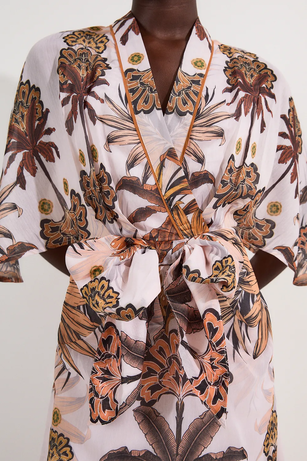 Abstract Print Cotton Kimono Sleeve Woven Maxi Dress BKK24469 3 Abstract Print Cotton Kimono Sleeve Woven Maxi Dress BKK24469