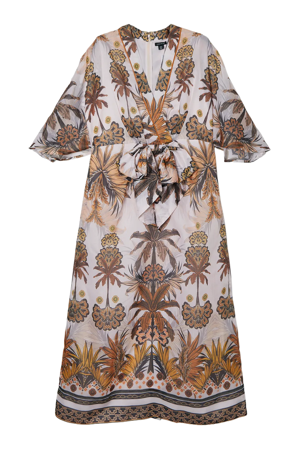 Abstract Print Cotton Kimono Sleeve Woven Maxi Dress BKK24469 4 Abstract Print Cotton Kimono Sleeve Woven Maxi Dress BKK24469