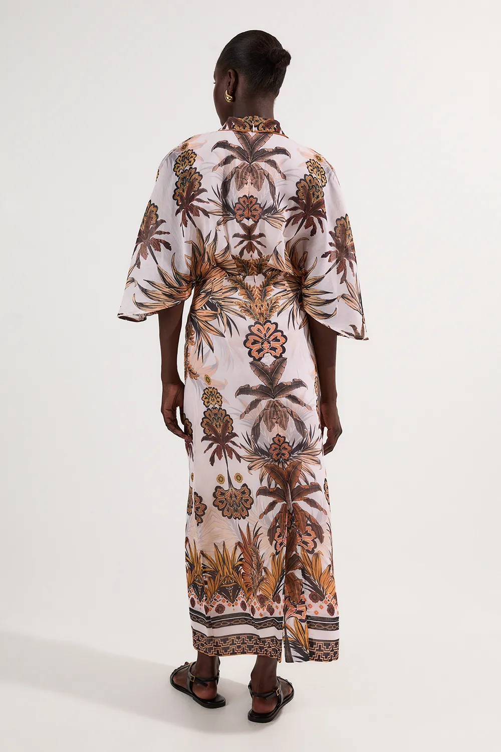 Abstract Print Cotton Kimono Sleeve Woven Maxi Dress BKK24469 5 Abstract Print Cotton Kimono Sleeve Woven Maxi Dress BKK24469