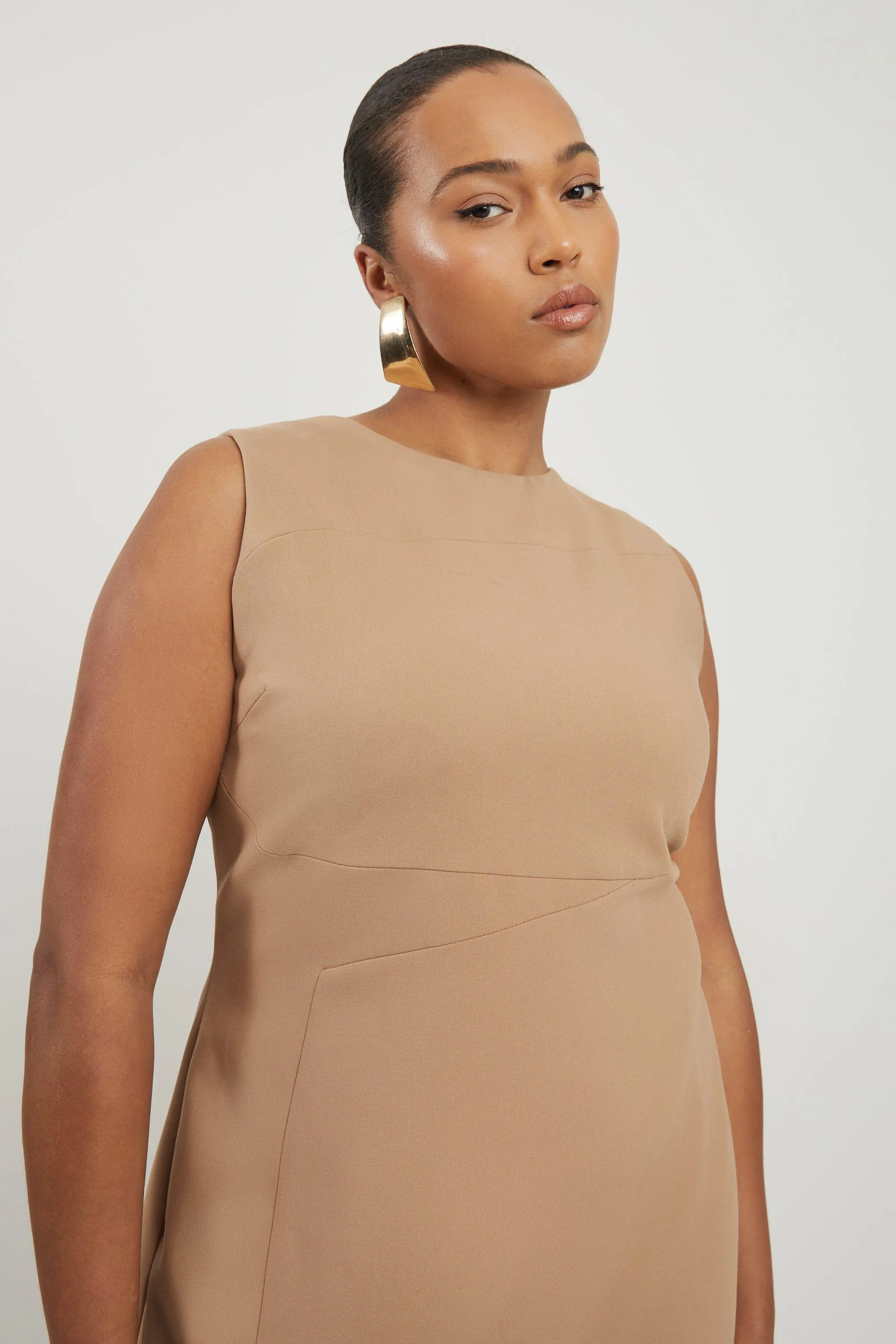 Plus Size Compact Stretch Tailored Pencil Midi Dress BKK19844