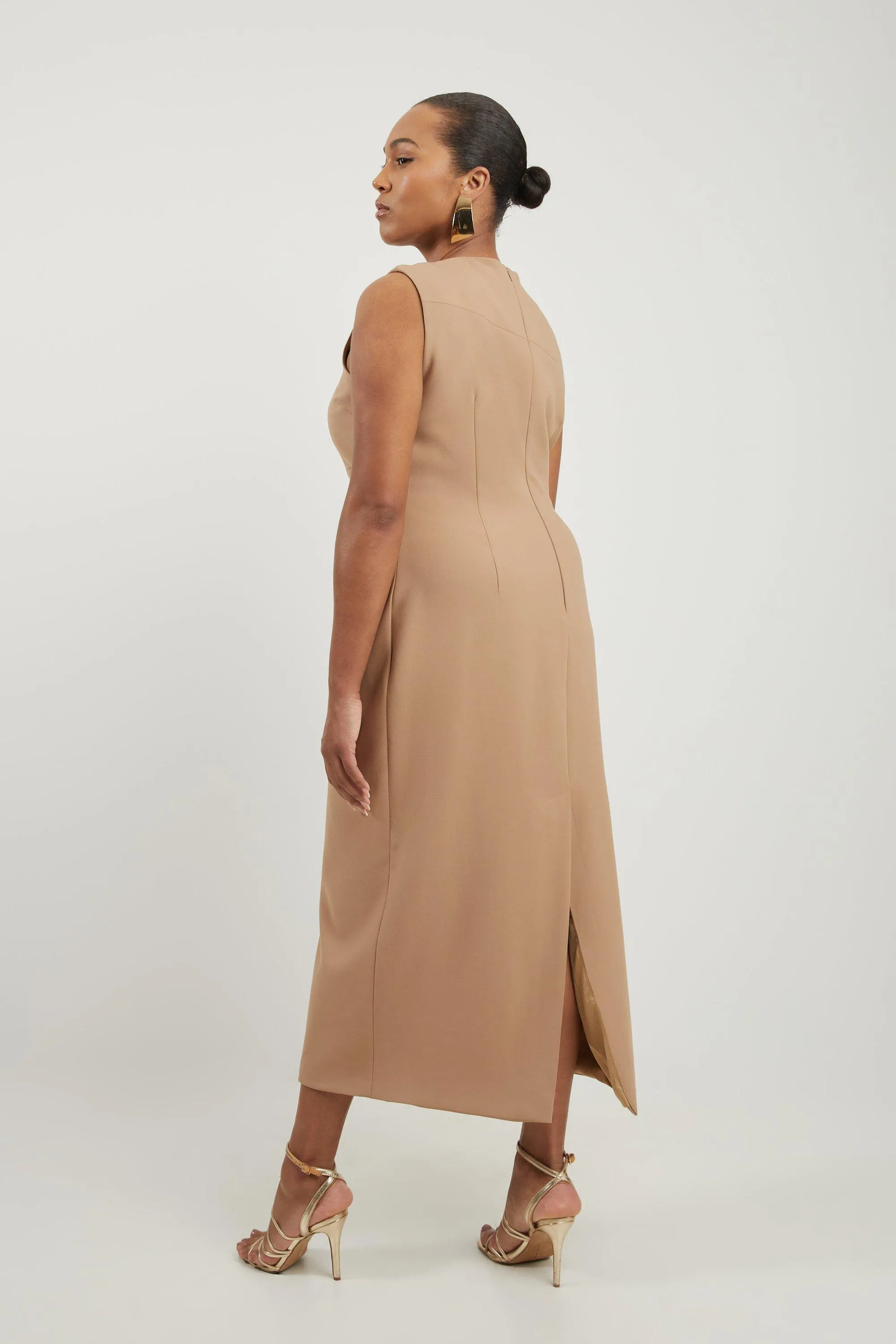 Plus Size Compact Stretch Tailored Pencil Midi Dress BKK19844