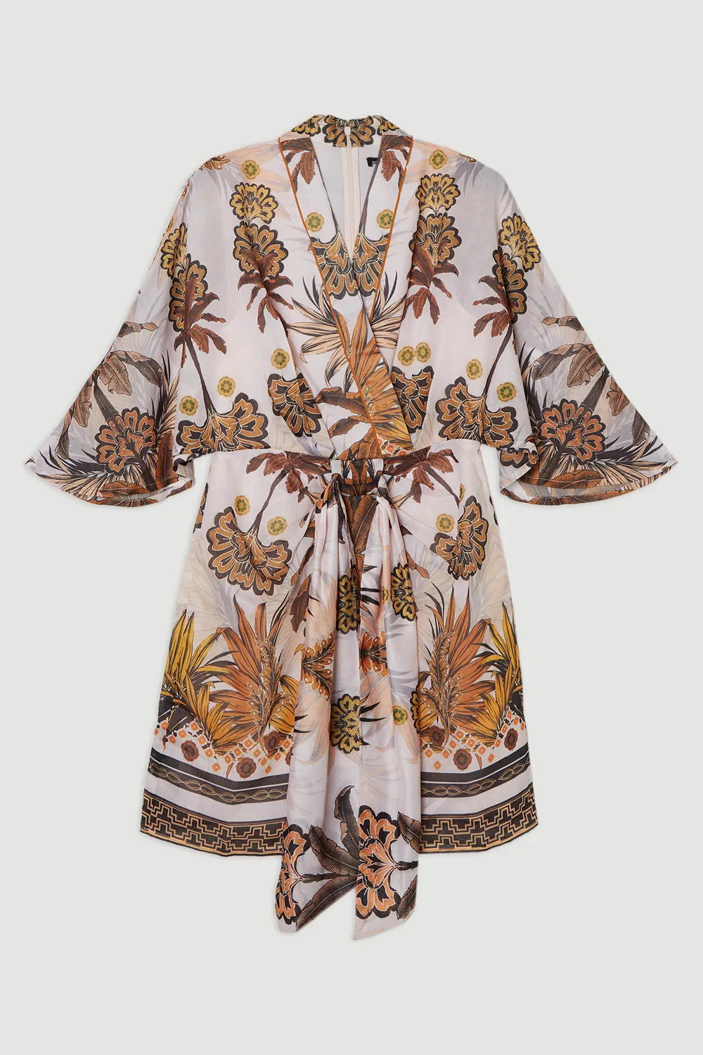 Abstract Print Cotton Kimono Sleeve Woven Mini Dress BKK24472 4 Abstract Print Cotton Kimono Sleeve Woven Mini Dress BKK24472