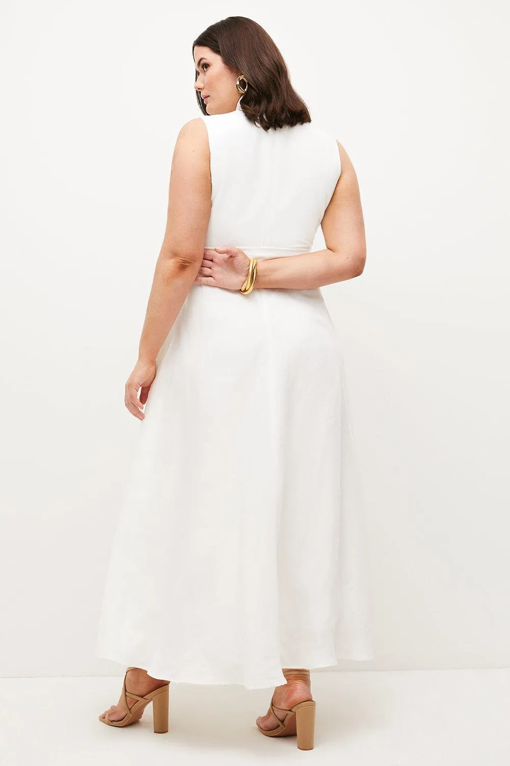 Lydia Millen Plus Size Linen Wrap Tie Waisted Maxi Dress BKK04020 3 Lydia Millen Plus Size Linen Wrap Tie Waisted Maxi Dress BKK04020